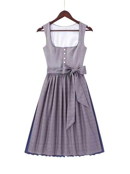 Grau mit Gerader Ausschnittund  Glänzend Dirndl