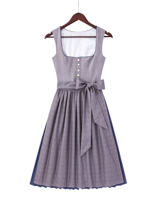 Grau mit Gerader Ausschnittund  Glänzend Dirndl
