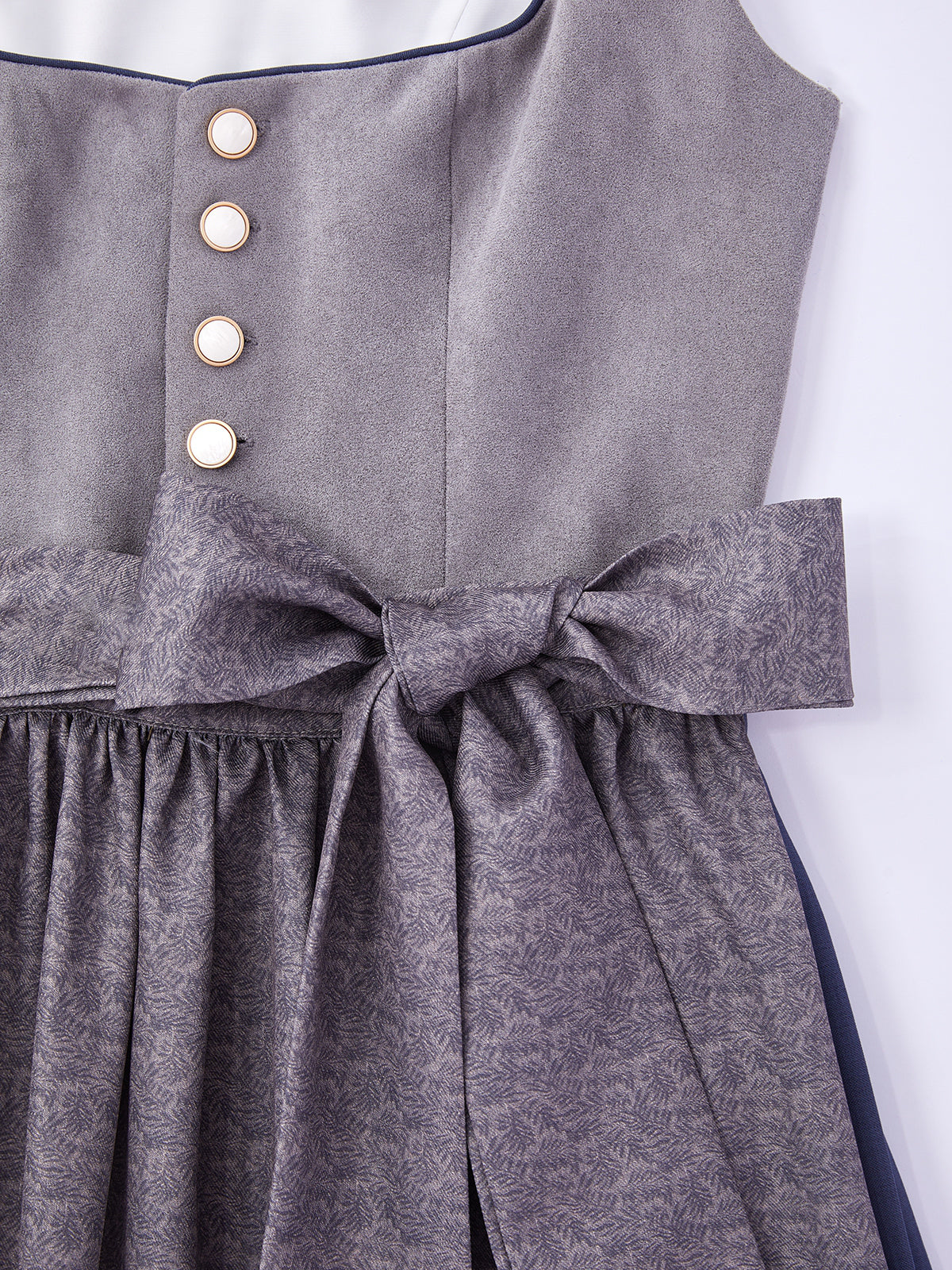 Grau mit Gerader Ausschnittund  Glänzend Dirndl