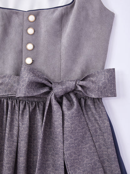 Grau mit Gerader Ausschnittund  Glänzend Dirndl