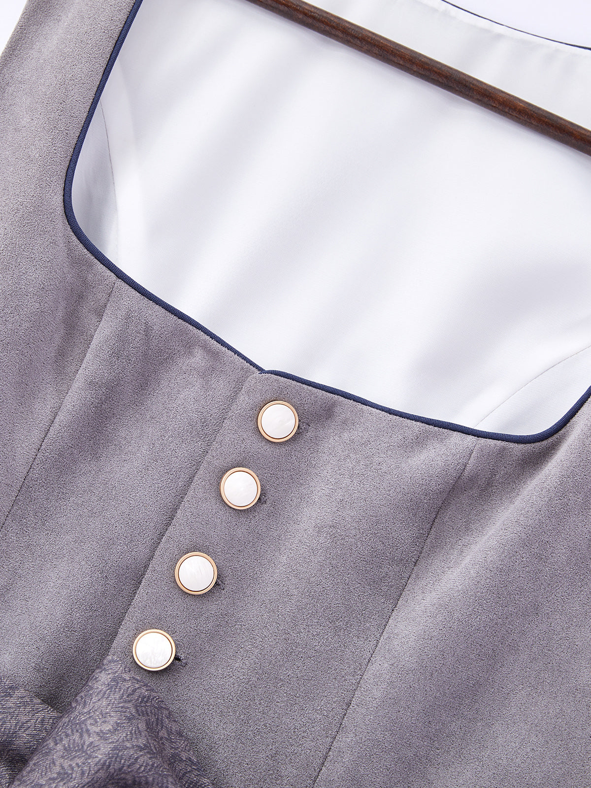 Grau mit Gerader Ausschnittund  Glänzend Dirndl