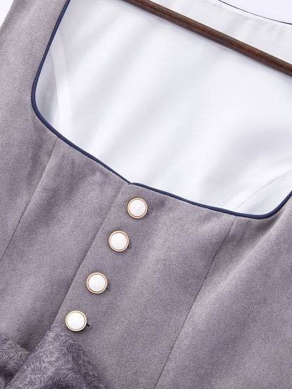 Grau mit Gerader Ausschnittund  Glänzend Dirndl