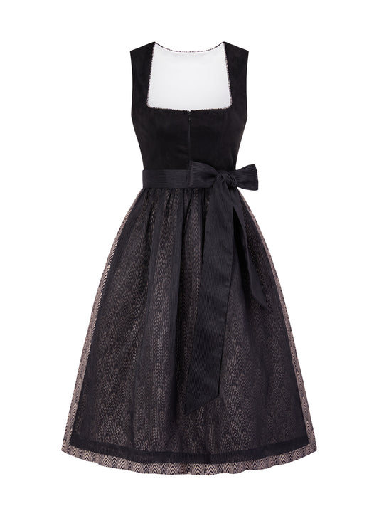 Schwarz mit Gerader Ausschnitt und Opulent Dirndl
