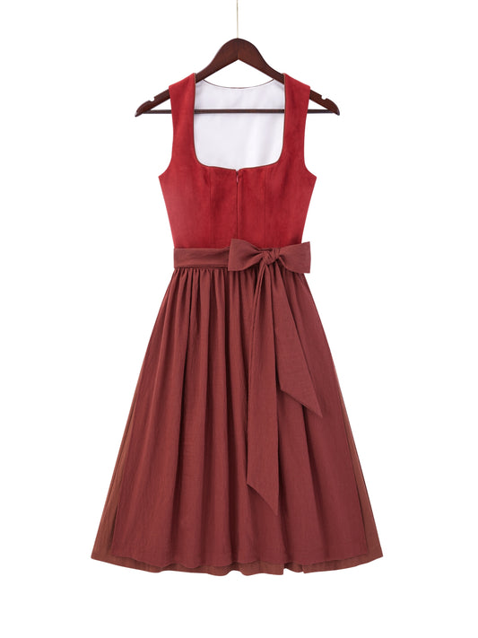 Rot mit Gerader Ausschnitt und Elegant-verspielt Dirndl