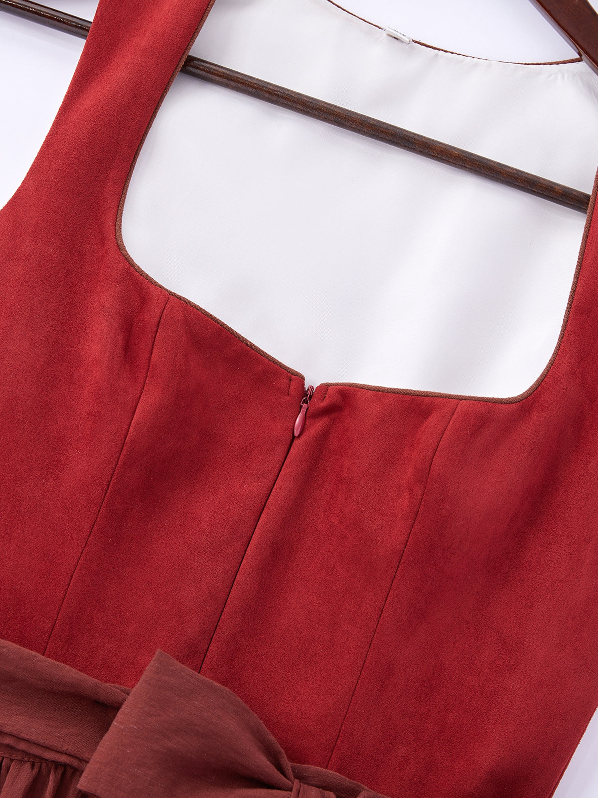 Rot mit Gerader Ausschnitt und Elegant-verspielt Dirndl