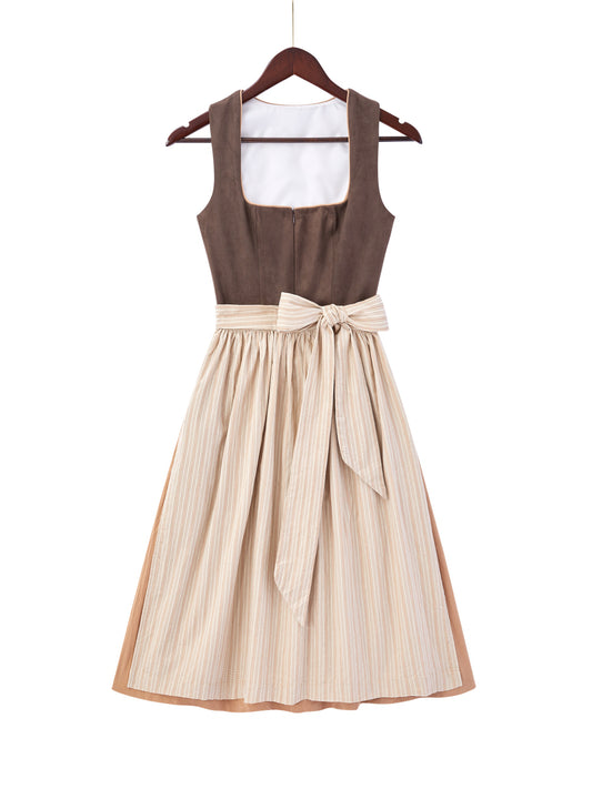 Braun mit Gerader Ausschnittund  Atemberaubend Dirndl
