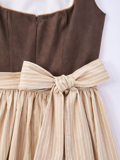 Braun mit Gerader Ausschnittund  Atemberaubend Dirndl