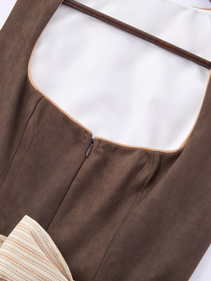 Braun mit Gerader Ausschnittund  Atemberaubend Dirndl