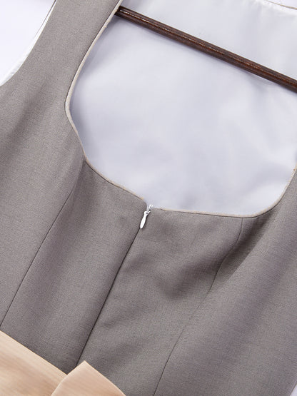 Grau mit Gerader Ausschnitt und Vintage Dirndl