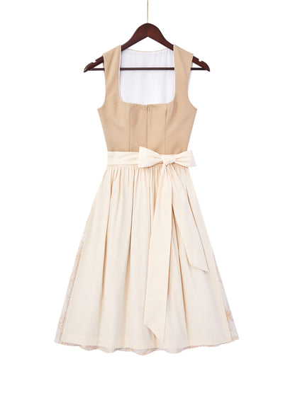 Braun mit Gerader Ausschnittund  Feminin Dirndl