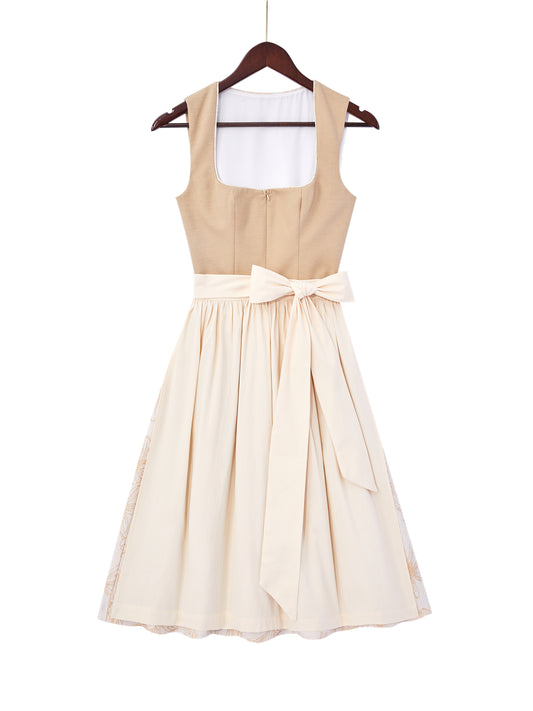 Braun mit Gerader Ausschnittund  Feminin Dirndl