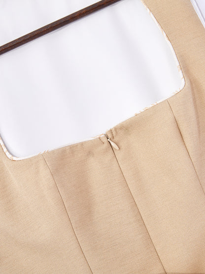 Braun mit Gerader Ausschnittund  Feminin Dirndl