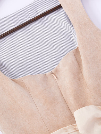 Beige mit Gerader Ausschnittund  Lebendig Dirndl