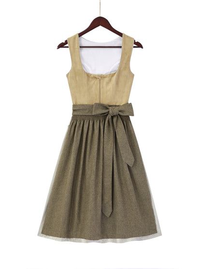 Braun mit Gerader Ausschnittund  Edelmütig Dirndl