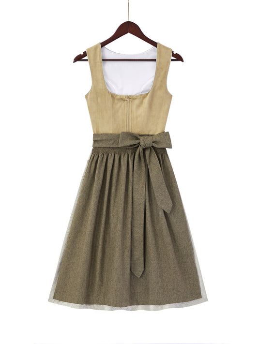 Braun mit Gerader Ausschnittund  Edelmütig Dirndl